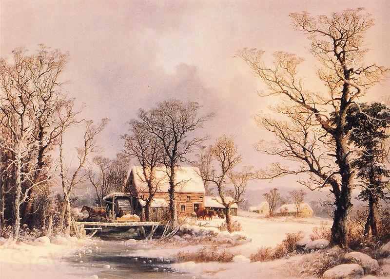 George Henry Durrie The Old Grist Mill Norge oil painting art